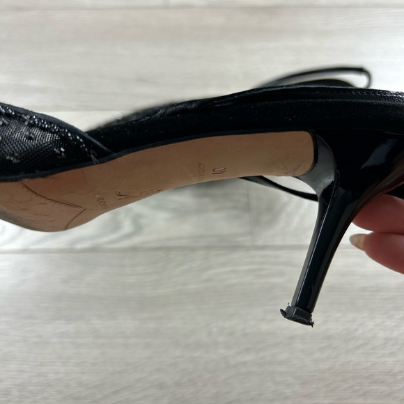 Rene Caovilla Black Sequin Pointed Toe Low Heels - Picture 7 of 13